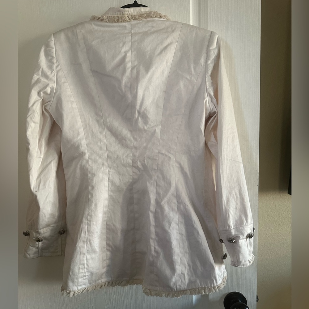 Vintage Military/Utility Jacket w/ Button n Lace Ruffle Accents.   Size 4 - Picture 4 of 7